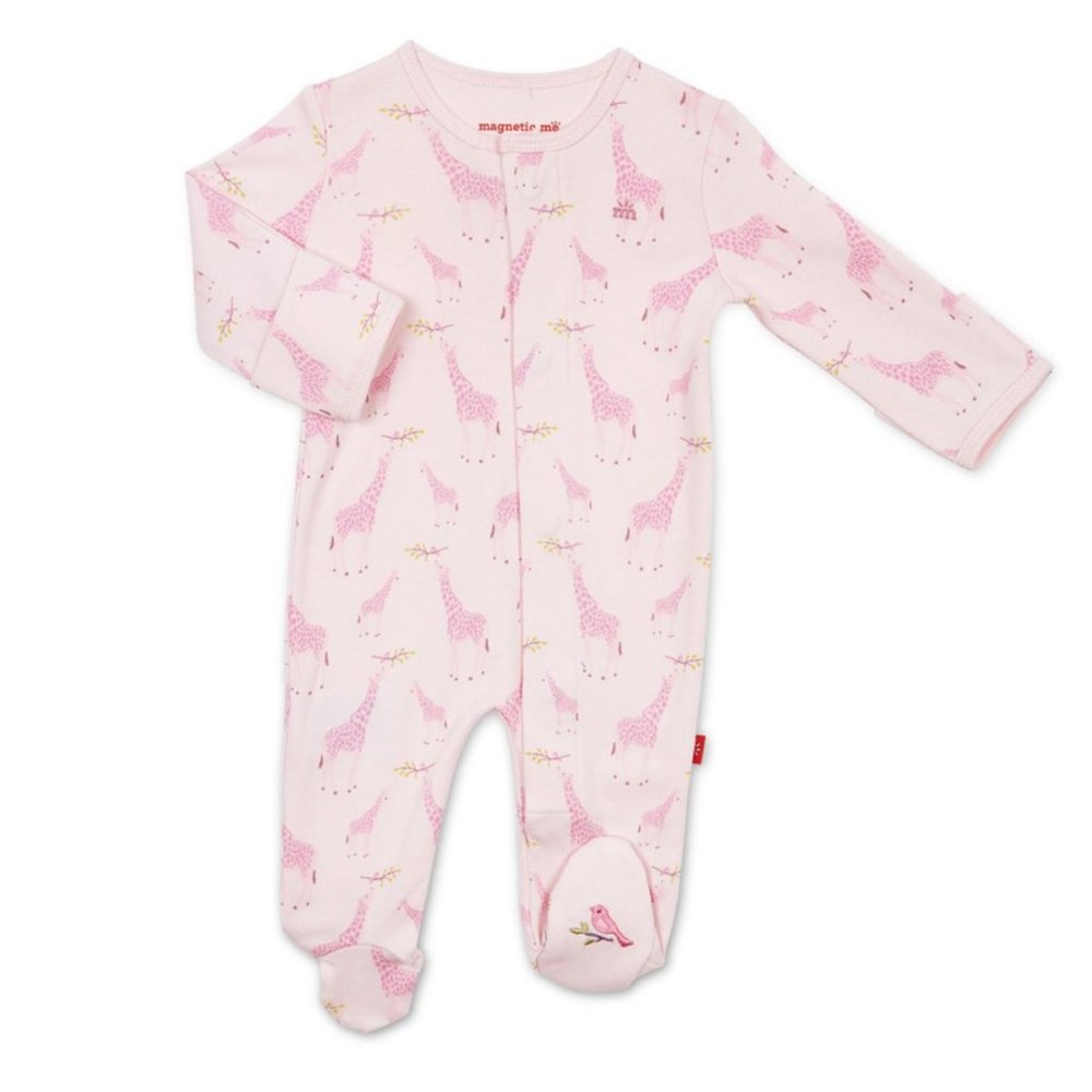 Jolie Giraffe Organic Cotton Footie in Pink